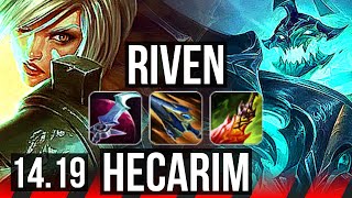 RIVEN vs HECARIM TOP  Rank 2 Riven 1200 games 723  EUW Grandmaster  1419 [upl. by Markiv]