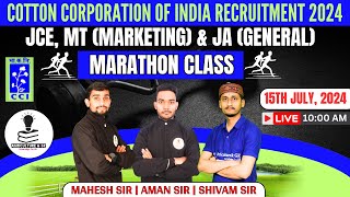 Cotton Corporation of India Exam Classes 2024  CCI Marathon Class 2024  CCI JCE Marathon Class [upl. by Irianat]