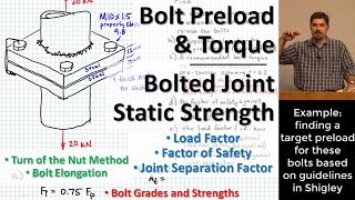 Bolt Preloading amp Torque  Static Strength of Bolted Joints  Load Factor  Joint Separation Factor [upl. by Audrye]