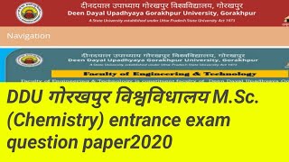 DDU MScChemistry Entrance exam 2020question paper गोरखपुर विश्वविधालय MScchemistry प्रवेसexam [upl. by Nueoras]