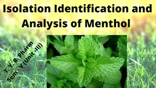 Isolation Identification and Analysis of Menthol Mentha oil Pharmacognosy [upl. by Whipple]