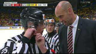 Terrible call by the Referees on a boarding on Owen Beck Canada vs Sweden World Jr 2023  2024 [upl. by Kent137]