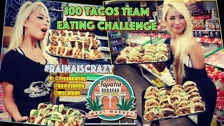 UNDEFEATED 100 Taco Tuesday Team Eating Challenge  100 Tacos for 100  RainaisCrazy 13lbs of Tacos [upl. by Raphaela310]