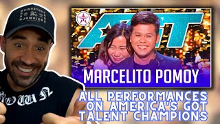 First time seeing Marcelito Pomoy All Performances on Americas Got Talent Champions [upl. by Alejandro]