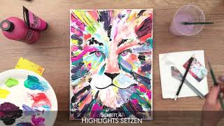 Malen mit Acryl ArtNight Löwen Tutorial [upl. by Idrahs]