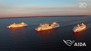 Gleichzeitiges Auslaufen von AIDAvita AIDAaura und AIDAluna in Kiel [upl. by Neyugn731]