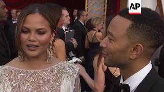 John Legend Chrissy Teigen talk on Oscars red carpet [upl. by Gaven]