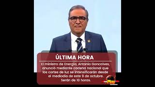 🔴UltimaHora  Ecuador ▶️ Los cortes de luz se intensificarán desde el mediodía del 9 de octubre [upl. by Shargel]