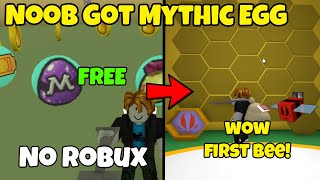 Noob Without Robux Got Mythic Egg for FREE Made 300 Million Honey Bee Swarm Simulator [upl. by Cayser]