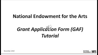 NEA Online Tutorial Using the Grant Application Form GAF [upl. by Aicekal]