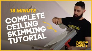 Complete Ceiling Skimming Tutorial  Smooth Your Ceiling in 15 Minutes with Patch Dudes [upl. by Amisoc]