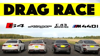 2024 M440i GranCoupe vs Kia Stinger GT vs Audi S4 vs Mercedes Benz C43 AMG Drag and Roll Race [upl. by Hillyer]