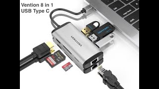 Unbox USB Type C Hub Vention 8 in 1  x1 Lan Gigabit x3 USB 30 x1 SD and Micro SD [upl. by Euqinna]