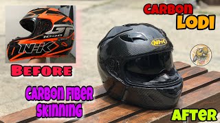 Helmet Carbon Fiber Skinning  DIY  NHK GP1000  Carbon Lodi [upl. by Kenon]