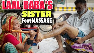 Wooden stick foot massage therapy by Laal baba’s sister Saraswati Devi  ASMR  Indian Massues [upl. by Aicargatla]