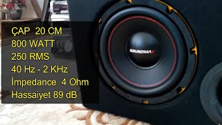 Soundmax FC8 20 cm Oto Subwoofer 800 watt 250 RMS Evde Test [upl. by Haggai]