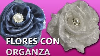 COMO HACER FLORES CON ORGANZA FACILES Y SENCILLAS  FLORES de tela faciles [upl. by Delcina]