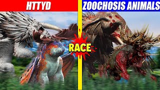 How to Train Your Dragon vs Zoochosis Animals Race  SPORE [upl. by Eibbil]