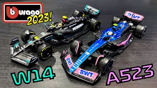 2023 Bburago 143 F1 Diecast Overview  Mercedes W14 and Alpine A523 [upl. by Ayhay887]