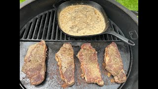 Sirloin steak with mushroom sauce and french fries [upl. by Eiclud]