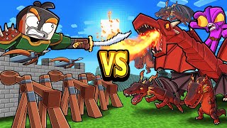 Ice vs Fire DRAGON ARMY WARS Minecraft [upl. by Ahsatin]