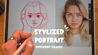 How to draw different face shapes Drawing tutorial step by step [upl. by Tager]