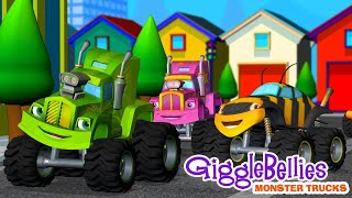 Learn Days Of The Week with Monster Trucks  Nursery Rhymes  GiggleBellies [upl. by Ylrebmic]