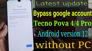 Tecno Pova 44 pro Google account bypass  Frp Bypass Tecno Pova 4 Pro [upl. by Liuqnoj]