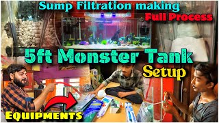 5FT MONSTER FISH TANK SETUP  SUMP FILTER SETUP  HOW SUMP FILTER WORKS  CICHLID FISH TANK SETUP [upl. by Silma]