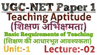 Basic Requirement of Teaching Teaching Aptitude  for ugc net june 2019ugcnetpaper1 [upl. by Aedrahs]