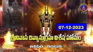 Srinivasa Divyaanugraha Visesha Homam  Alipiri  Tirupati  07122023  SVBC TTD [upl. by Anilec]