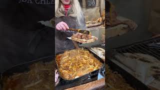 A slice of bread at the Christmas market in Krakow Traditional Polish cuisine Shorts krakow [upl. by Diann]