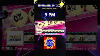 Lotto Result September 29 2024 9PM 658 Ultra Lotto pcsolottoresulttoday pcsolottoresults9pm [upl. by Edgard]