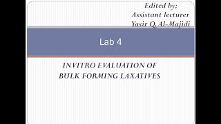 Invitro evaluation of bulk forming laxatives [upl. by Droc]