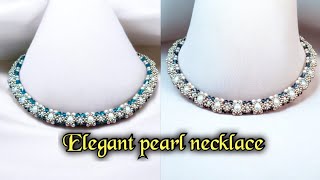 Elegant pearl necklaceBeading TutorialsHow to make pearl necklace [upl. by Fredette66]