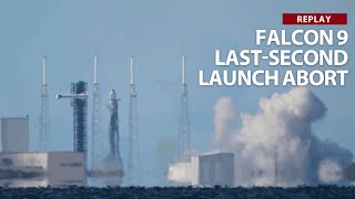 Replay Last second abort for SpaceX Falcon 9 rocket on Starlink 102 mission [upl. by Llerryt33]