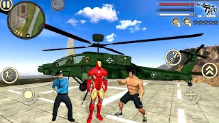 Iron Rope Hero Vice Town City Crime Simulator  Fun at NY City Helicopter  Android Gameplay [upl. by Onibla]