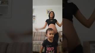 The Baby Mama Dance Pregnant dance with twins pregnantdance hugebelly pregnancyskinniestpreggy [upl. by Enimrac]