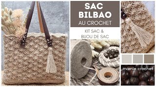 Comment faire UN SAC BILBAO 33 X 26 CM KIT COMPLET CROCHET BOHEME TUTO pas a pas Mamie Crochet [upl. by Karola]