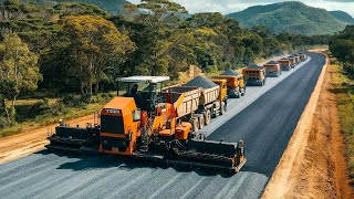 Amazing technology in the road construction process Gravel paving machinery in paving a new road [upl. by Ellingston812]