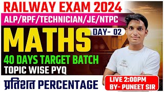 RAILWAY EXAMS ALP RPF TECH JE NTPC MATHS PYQ PERCENTAGEप्रतिशत DAY 02 TARGET 40 DAYS BY PUNEET SIR [upl. by Eilac]