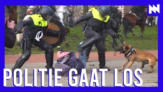 Politie slaat met veel geweld demonstranten van Malieveld [upl. by Oisacin]