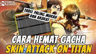 CARA PALING HEMAT GACHA SKIN ATTACK ON TITAN  MOBILE LEGENDS [upl. by Kcirreg]