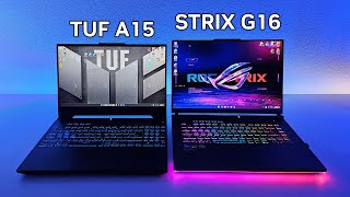 ASUS TUF A15 vs STRIX G16 2023 Comparison [upl. by Nwahc221]