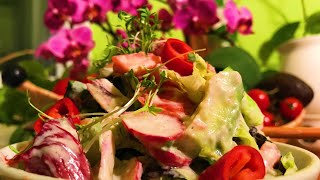 Cress Tomato Radicchio Romaine Salad with Garlic Cashew Dressing  Take 3 [upl. by Ivory]