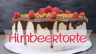 HIMBEERTORTE backen  Sahnetorte mit Himbeer Mascarpone Creme Drip Cake  deutsch [upl. by Honeyman]