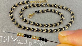 Simple Seed Bead Necklace Seed Bead Jewelry Making Tutorials for Beginners [upl. by Gearhart]