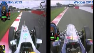 Lap Comparison  Hamilton 2013 Vs Webber 2011 Silverstone Great Britain [upl. by Virgilia]