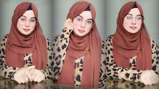 Requested hijab style with glass  New hijab tutorial 2023 [upl. by Enitsenrae775]