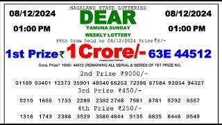 Nagaland Lottery Sambad 1pm 081224 Dear Lottery Result Pdf Fax [upl. by Yerhpmuh]